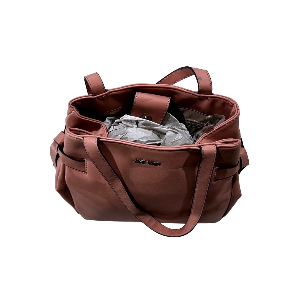 Nine West Mauve‎ Pink Faux Leather Triple Compartment Tote Shoulder Bag